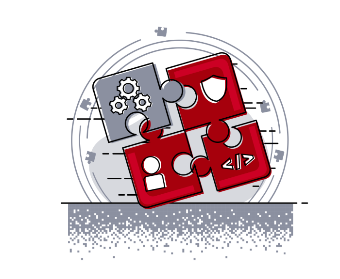 Illustration of the Securitum company team working.